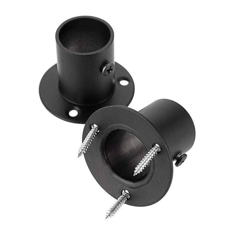 OwnMy 4 Packs Stainless Steel Pole Sockets Flange Rod Holder, Wall Mount Pipe Bracket with Screws for Closet Wardrobe Shower Curtain Rod (Fit 25mm / 1'') (Black) - Image 3